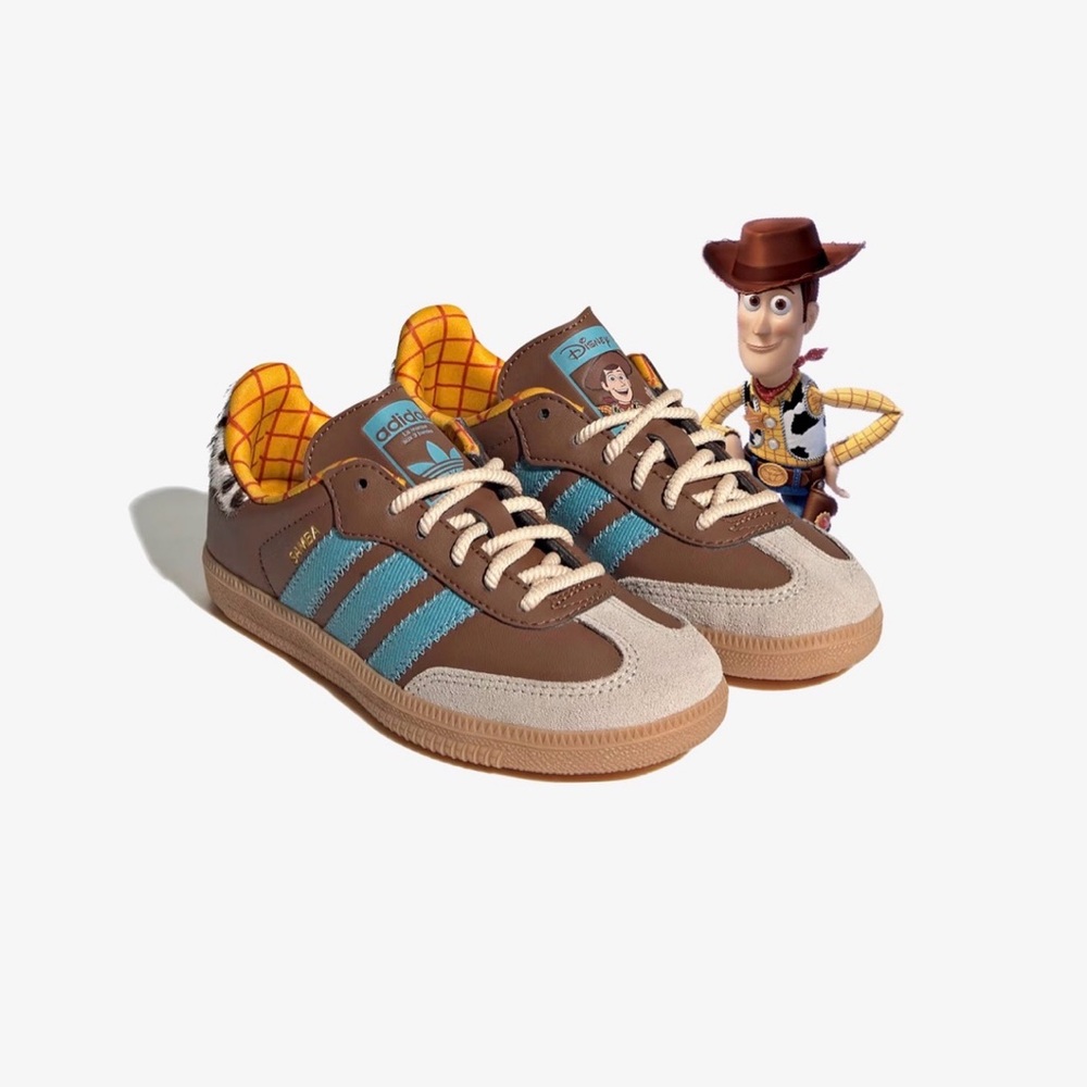 Adidas Toy Story Samba Brown and Blue Sneakers